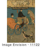 #11122 Picture Of A Man In A Carriage A Dog Alongside