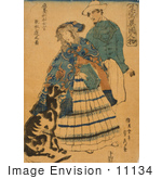 #11134 Picture Of A Woman In Japan With A Dog