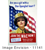 #11141 Picture Of A Wac Woman With American Flag