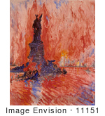 #11151 Picture Of New York And Statue Of Liberty In Fire