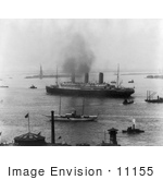 #11155 Picture Of Ships Near The Statue Of Liberty