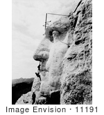 #11191 Picture Of Men Constructing Mt Rushmore