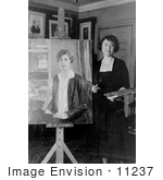 #11237 Picture Of A Painter With A Portrait Of Grace Coolidge