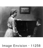 #11258 Picture Of Helen Keller And Man At A Piano