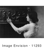#11293 Picture Of Helen Adams Keller Touching A Sculpture