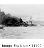 #11409 Picture Of The Uss Arizona In Flames