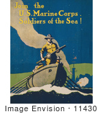 #11430 Picture Of A Soldier In A Boat