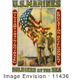 #11436 Picture Of Marines Raising The American Flag