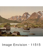 #11515 Picture Of A Ship And Waterfront Homes Raftsund Lofoten Digermulen Norway