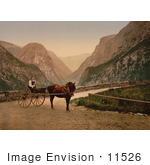 #11526 Picture Of A Norwegian Woman In A Carriage Hardanger Fjord
