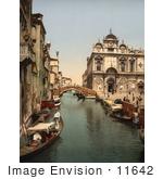 #11642 Picture Of Gondolas On Canal Venice