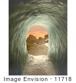 #11718 Picture Of A View Through An Ice Cave On A Train Station