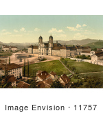 #11757 Picture Of Einsiedeln Abbey And Schoolhouse In Switzerland