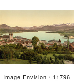 #11796 Picture Of A Lake Front Village On Lake Lucerne Switzerland
