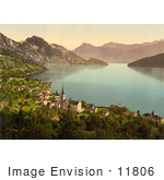 #11806 Picture Of The Village Of Weggis On Lake Lucerne