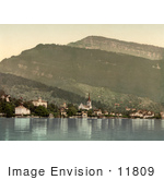 #11809 Picture Of The Village Of Weggis On Lake Lucerne