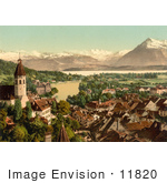 #11820 Picture Of The Village Of Thun And Lake Thun In Switzerland