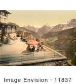 #11837 Picture Of People On A Balcony Near Mountains Switzerland
