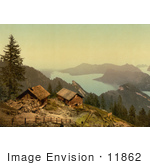 #11862 Picture Of Houses Near Lake Lucerne Switzerland