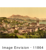 #11864 Picture Of The City Of Lucerne And Rigi Mountain In Switzerland