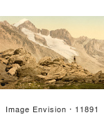 #11891 Picture Of A Man On The Furkahorn Looking At Furka Pass