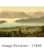 #11930 Picture Of A Village On Lake Lucerne