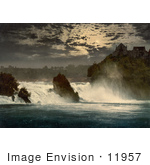 #11957 Picture Of Rhine Falls And Laufen Castle At Night