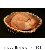 #1196 Picture Of A Raw Uncooked Turkey In A Cooking Pan