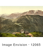 #12065 Picture Of Buildings On A Cliff In The Swiss Alps