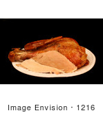 #1216 Picture Of Thanksgiving Turkey Leftovers On A Paper Plate