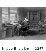 #12257 Picture Of Charles Dickens Seated At A Desk