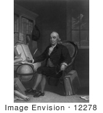 #12278 Picture Of Benjamin Franklin With Globe And Compass