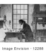 #12288 Picture Of Benjamin Franklin Working At A Desk