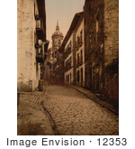 #12353 Picture Of A Cobbled Street Scene In Fuenterrabia Spain