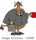 #12395 Business Man Cow Clipart