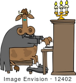 #12402 Cow Playing A Piano Clipart