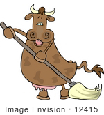 #12415 Brown Cow Mopping Clipart