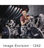 #1242 Photo Of A Riveter Woman Working On Wires Of A Motor