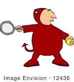 #12436 Devil Playing Tennis Clipart