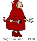 #12438 Female Devil With Pitchforks Clipart