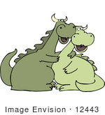 #12443 Two Dragons In Love Clipart