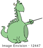 #12447 Dragon Using A Pointer Stick Clipart