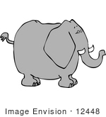 #12448 Elephant In Profile Clipart