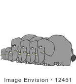 #12451 Elephants In A Row Clipart