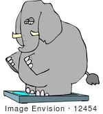#12454 Elephant On A Scale Clipart