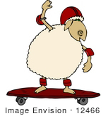 #12466 Sheep On A Skateboard Clipart