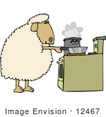 #12467 Cooking Sheep Clipart
