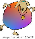 #12469 Colorful Sheep With A Bell Clipart