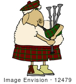 #12479 Sheep Playing Bagpipes Clipart