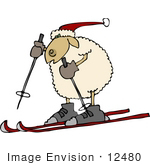 #12480 Skiing Sheep Clipart